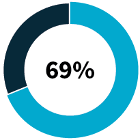 Pie graph showing that 69% use internal resources